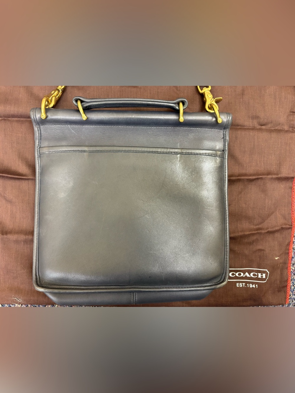 Coach 90’s Willis bag leather purse 9927-Midnight Navy GOOD Condition! -see pics - Picture 3 of 16